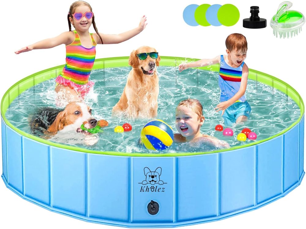 Foldable dog spa pool with brush and hose adapter, 120 / 160 cm — 8