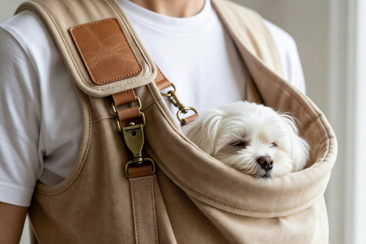Sling portapet da petto per cani e gatti fino a 7 kg, canvas di cotone resistente - photo 2