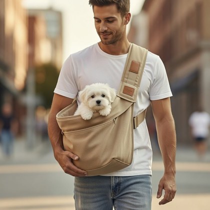 Front sling carrier for dogs and cats up to 7 kg, dense cotton canvas
